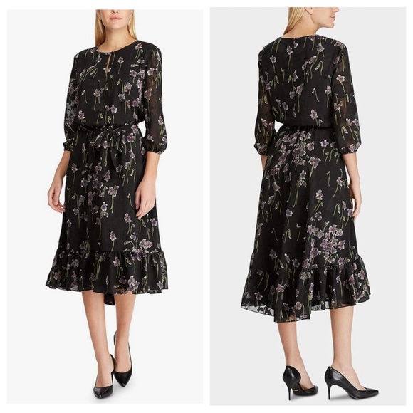 Lauren Ralph Lauren Dresses & Skirts - Lauren Ralph Lauren 3/4 Sleeve Jewel Neck, Midi A-Line Evening Dress